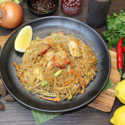 Singapore Noodle with Chicken, Cha Siu and Shrimp